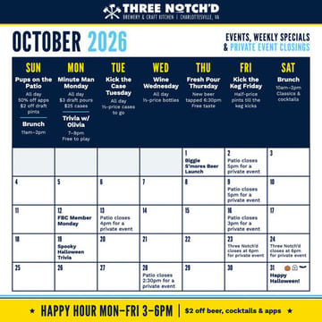 Fresh Pour Thursday at Three Notch'd Craft Kitchen & Brewery