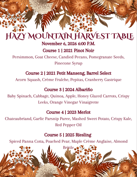 Hazy Mountain Harvest Table at Hazy Mountain