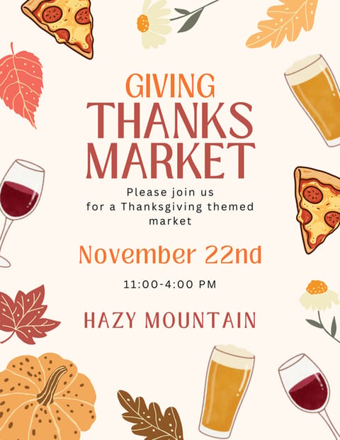 Heart of Virginia Artisans "giving thanks" MARKET at Hazy Mountain