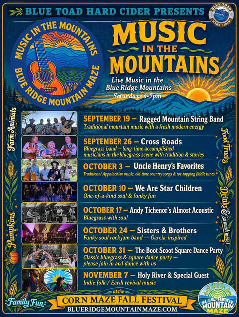 Music in the Mountains at the Corn Maze at Blue Toad Hard Cider
