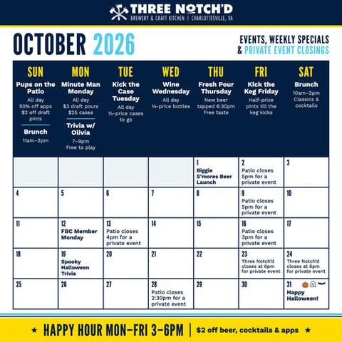 Trivia w/ Olivia at Three Notch'd Craft Kitchen & Brewery